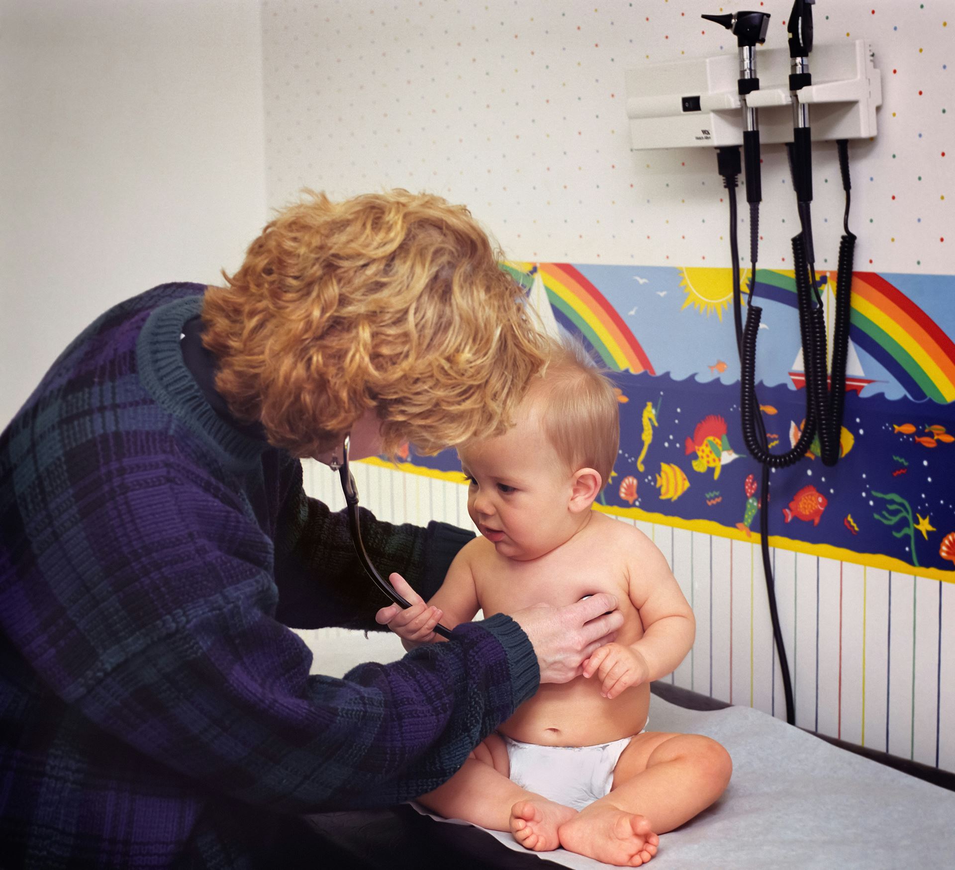 a baby having an examination